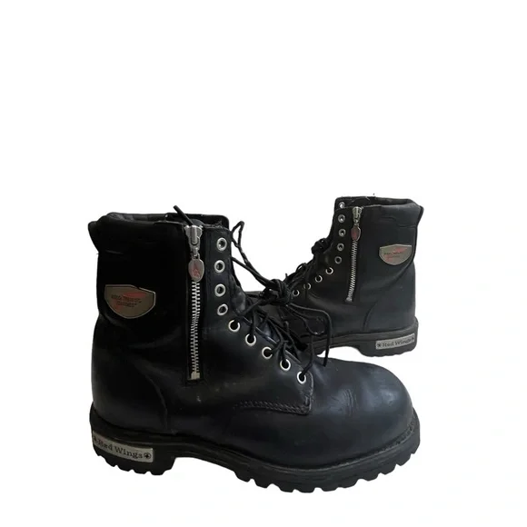 Red Wing Mens Black Leather Side Zip Moto Biker Boot Size US 8.5 - Picture 9 of 13